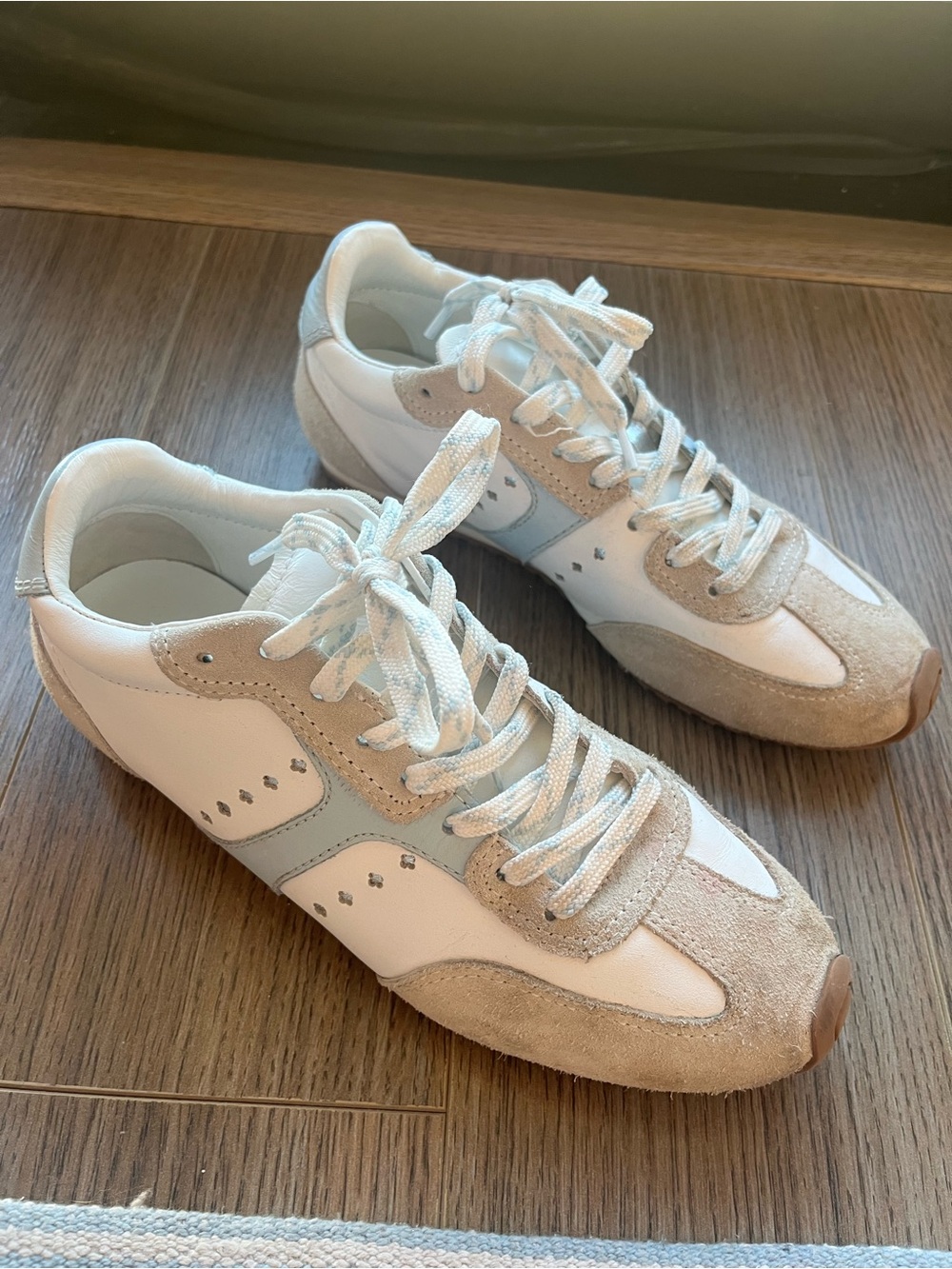 Stella Sneaker In Grey Suede, White Leather and Silver Metallic Leather 8.5